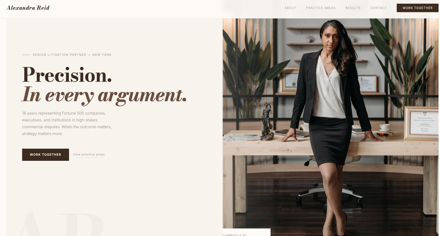 Alexandra Reid — sample attorney website built by Marquee Studio